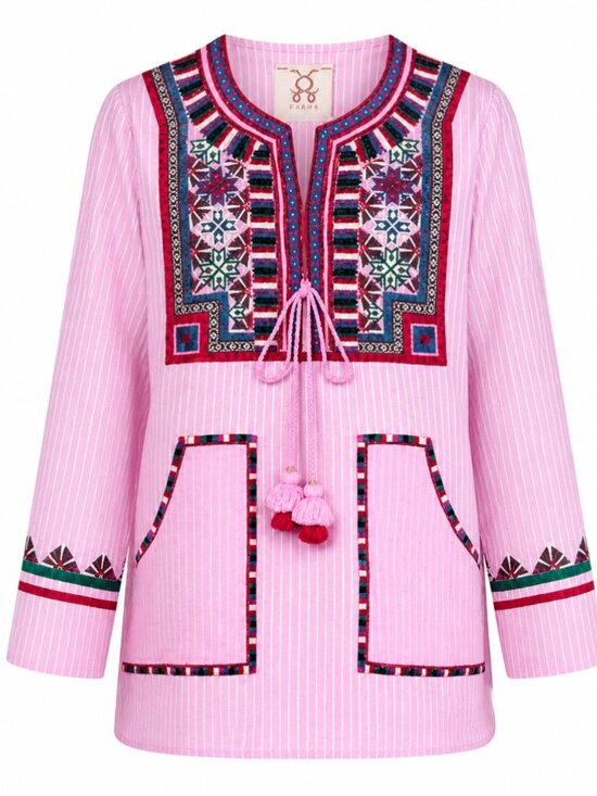 Figue Tops - FIGUE Lily Embroidered Tunic Top Afterglow Pink Size Medium